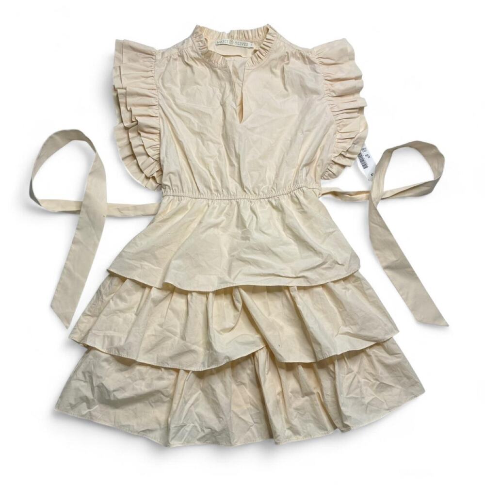 Marie Oliver Foxs Emery Cream Cottage Core Baby Doll Tie Back Dress Size M NWT - Picture 3 of 8